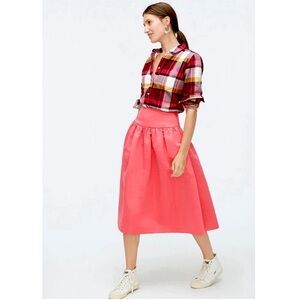 J. Crew Coral Pink Duchess Satin A-Line Midi Skirt 00